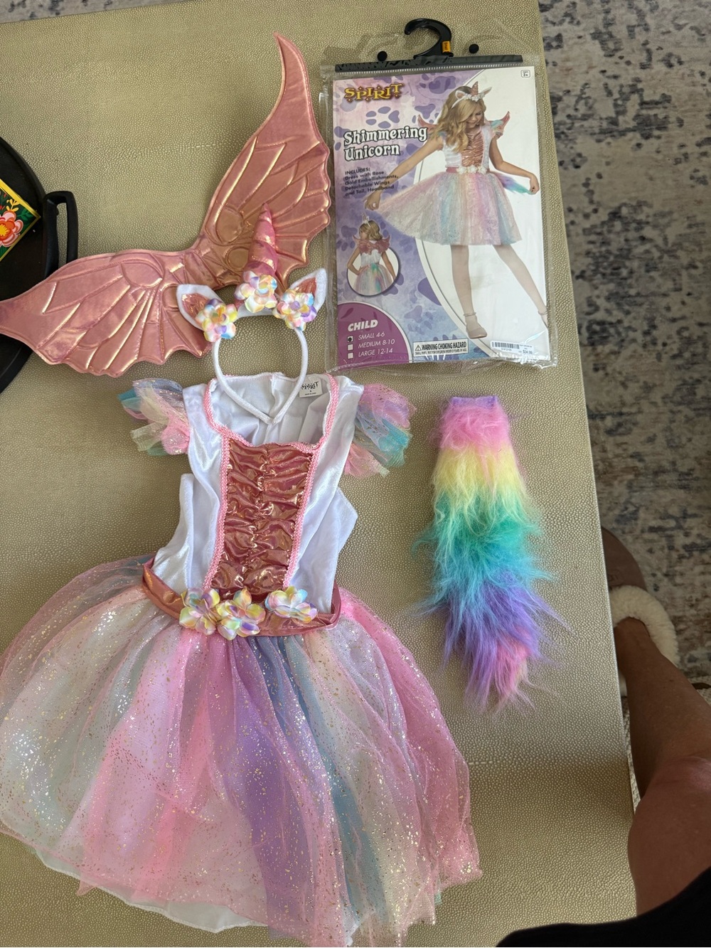 Spirit Pink and Pastel Rainbow Shimmering Unicorn Costume